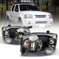 Headlights For Nissan Frontier 2001 2004 Black Housing Halogen Headlamp Assembly Without Bulbs And Harness Replaces 260608z325 