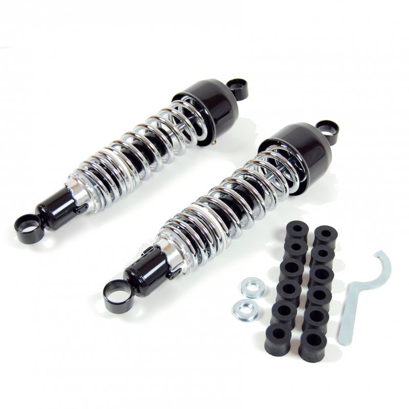 Kawasaki Kz650 B C D E F H 77-83 325mm Eye Eye Black Chrome Rear Shocks By Niche Cycle Supply