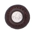 Vicenza Designs K1283 San Michele Round Knob With Brown Leather Strap Large Polished Silver 