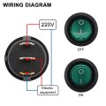 Baomain Rocker Switch Spst On Off 3 Pins Green Light Round Ac 250v 6a 125v 10a 10 Pack