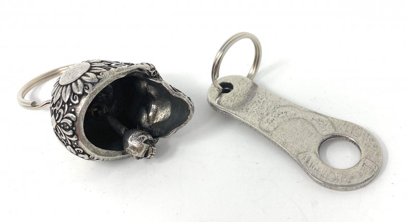 Bravo Bells 3-d Sugar Skull Biker With Hanger Motorcycle Bell Accessory Or Key Chain For Luck