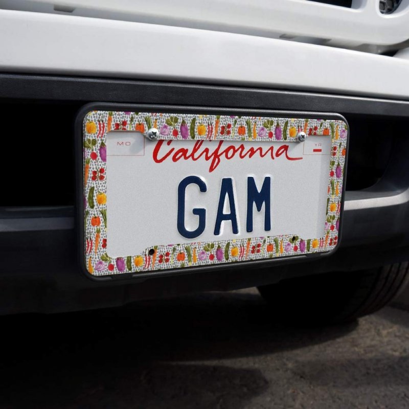 Veggin Veggies Vegetables Pattern License Plate Tag Frame