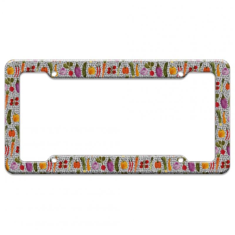 Veggin Veggies Vegetables Pattern License Plate Tag Frame