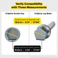 Stancemagic 5 Spline Socket Key For Lug Bolts Tuner Set Rust-resistant Alloy Steel Not Nuts 1 Piece