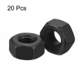 Uxcell 1 4-28 Unf Hex Nuts Carbon Steel Grade 8 Black Oxide Hexagon Nut For Screw Bolt 20 Of Pack