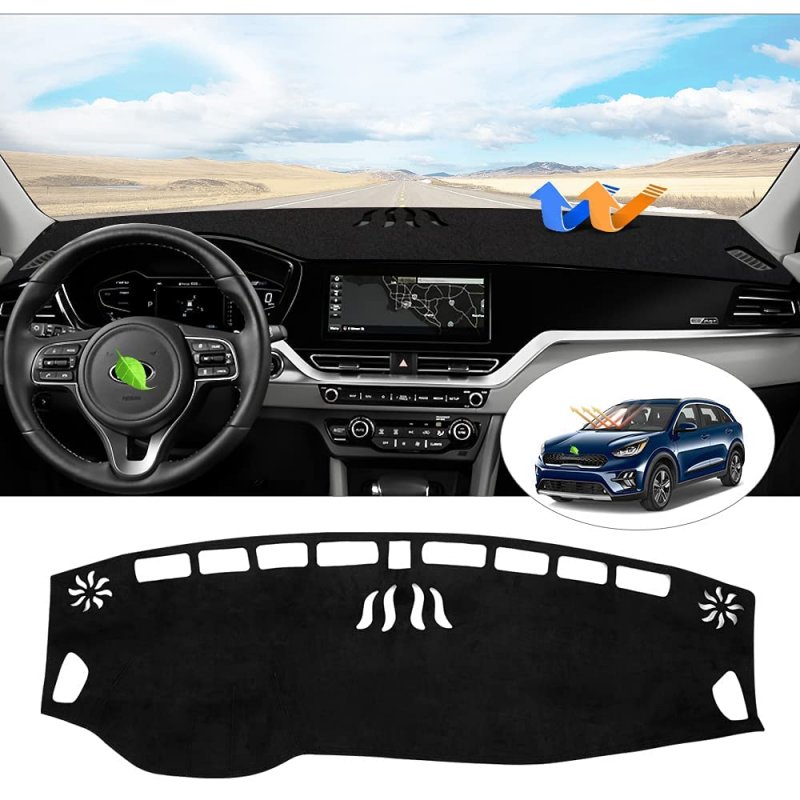 Cartist For Suede Dash Cover 2017 2018 2019 2020 2021 2022 Kia Niroboard Mat Non-slip Dash Pad Carpet Odorless Sunshade Glare