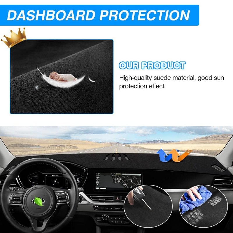Cartist For Suede Dash Cover 2017 2018 2019 2020 2021 2022 Kia Niroboard Mat Non-slip Dash Pad Carpet Odorless Sunshade Glare