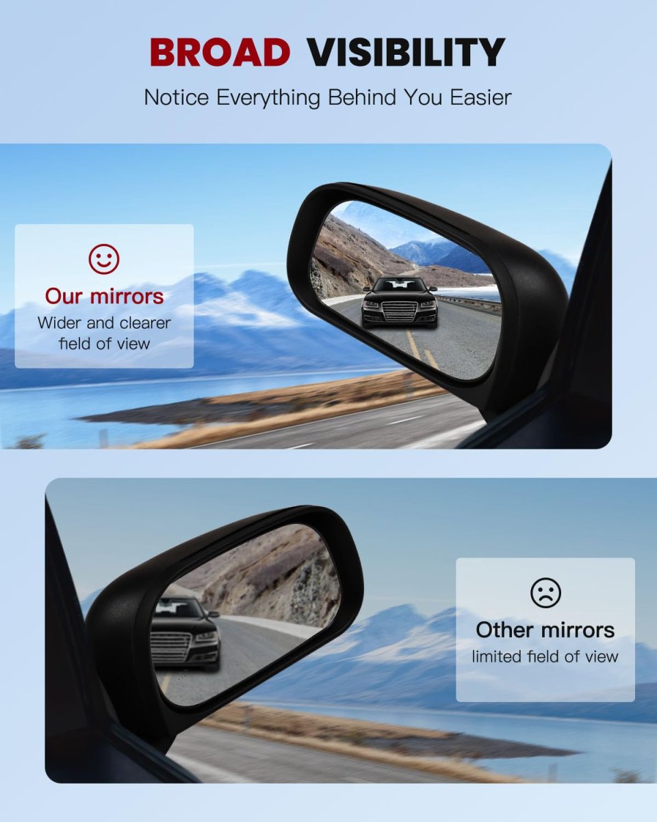 Right Side Mirror For 2004 2009 Dodge Durango Power Adjustment Manual Folding Heated Black Convex Lens Passenger