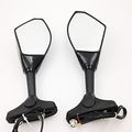 Hk Moto- Fit For Universal Bike Gloss Black New Integrated Led Turn Signals Side Mirrors