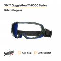 3m Gogglegear 6000 Series Gg6001nsgaf-blu Blue Shroud Neoprene Strap Scotchgard Anti-fog Coating Clear Af-as Lens