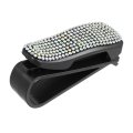 2pcs Universal Plastic Visor Glasses Clip Hanger For Car Sun Eyeglasses Mount Ticket Card With Rhinestone Colorful
