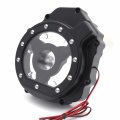 Httmt- Black W White Led Left Engine Stator Cover Guard Compatible With 2005-2008 Suzuk Gsxr1000 P N Mt049a-bk