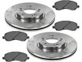 Front Semi Metallic Brake Pad And Rotor Kit 5 Lug Vented Rotors Compatible With 2007-2012 Dodge Caliber Rear Drum Brakes