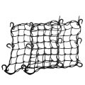 2pcs 40x40cm 49 Holes Motorcycle Luggage Cargo Net Storage Bag With 6 Hooks Stretchable Black 