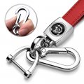 Ipick Image Made For Dodge Srt Hellcat Logo In Black On Genuine Red Leather Loop-strap Chrome Hook Key Chain