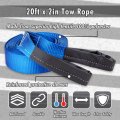 Cartman 2 X 20 Tow Belt Heavy Duty 10 000lbs Strap Off Road Towing Rope With Reinforced Loops For Recovery Vehicles