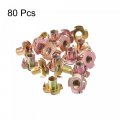 Uxcell M8x14mm T-nuts 4 Pronged Tee Nut Carbon Steel Threaded Inserts For Wood 80pcs