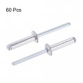 Uxcell Blind Rivets Aluminum Pull Core Decoration 5mm Diameter 20mm Grip Length Silver Tone 60pcs