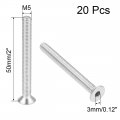 Uxcell M5x50mm Flat Head Machine Screws Inner Hex Screw 304 Stainless Steel Fasteners Bolts 20pcs