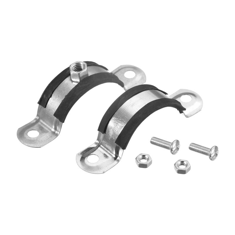 40mm Rigid Pipe Strap Clamps Carbon Steel Bracket Tube Clips M6 Nut Size For Water 48 Pcs