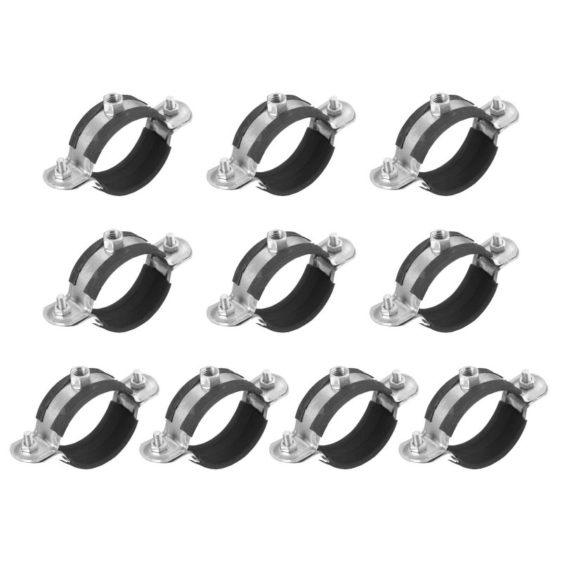 40mm Rigid Pipe Strap Clamps Carbon Steel Bracket Tube Clips M6 Nut Size For Water 48 Pcs