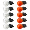 Usonline911 10 Pack 3157 Tail Lamp Turn Signal Parking Reverse Bulbi Clear Bulbs 5 Amber Bulbsi 