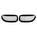 1 Pair Front Kidney Grille Grill Fit 2004-2010 Bmw E63 E64 650i 650ci 645ci M6 2-door Glossy Black M-color