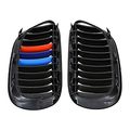 1 Pair Front Kidney Grille Grill Fit 2004-2010 Bmw E63 E64 650i 650ci 645ci M6 2-door Glossy Black M-color
