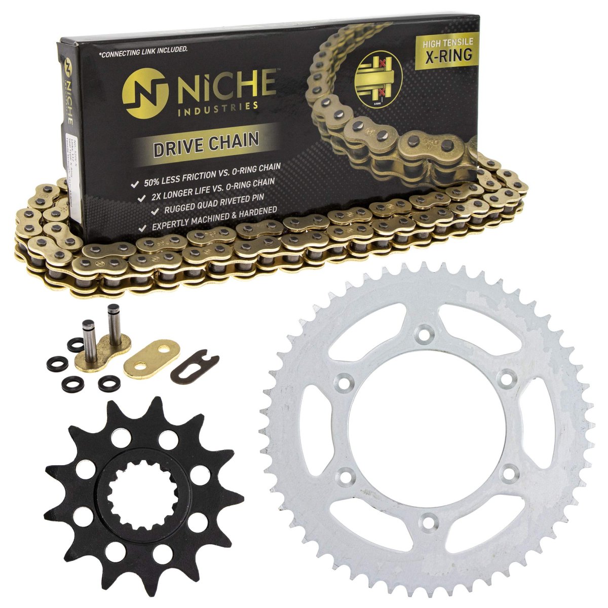 Niche Drive Sprocket Chain Combo For Ktm 250 Exc Mxc Xcf-w Six Days Front 13 Rear 52 Tooth 520v-x X-ring 118 Links