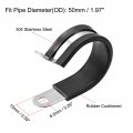 Uxcell 2 50mm Cable Clamp 304 Stainless Steel Rubber Cushioned Insulated R Shape Metal 8pcs