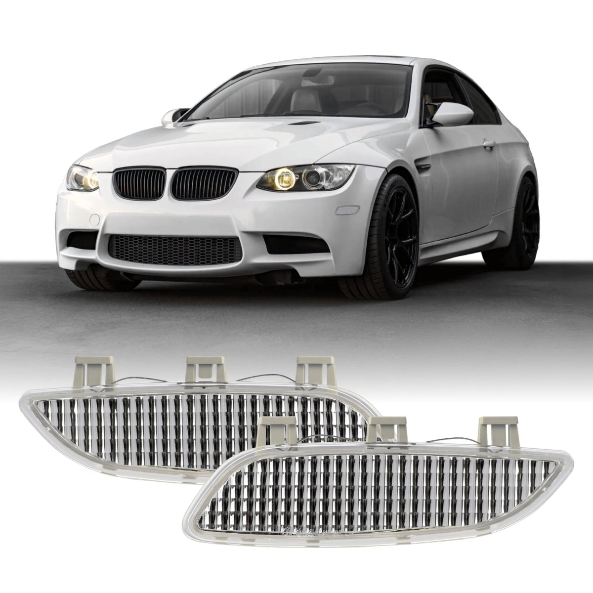 Clear Front Bumper Reflector Lamps Pair For 2008 2012 Bmw 3 Series M3 E90 E92 E93 Left And Right Side Set