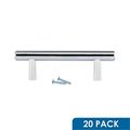 20 Pack Rok Hardware Contemporary 3 76mm Hole Centers Euro Style Chorme Pull Handle 4-9 16 116mm Overall Length 