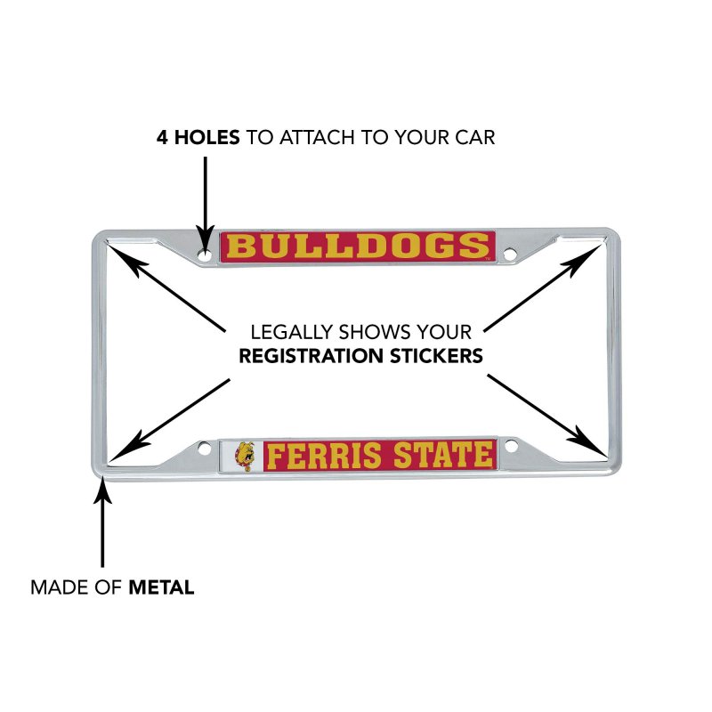 Desert Cactus Ferris State University Fsu Bulldogs Metal License Plate Frame For Front Or Back Of Car Officially Licensed