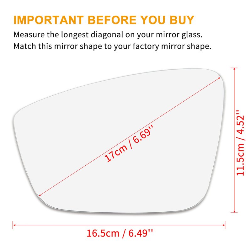 Left Driver Side Heated Mirror Glass Replacement W Backing Plate For Volkswagen Jetta 2011-2018 Beetle 2012-2016 Passat