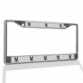 Fastasticdeals Metal Insert License Plate Frame German Shepherd Face Silhouette Weatherproof Car Accessories Chrome 2 Holes