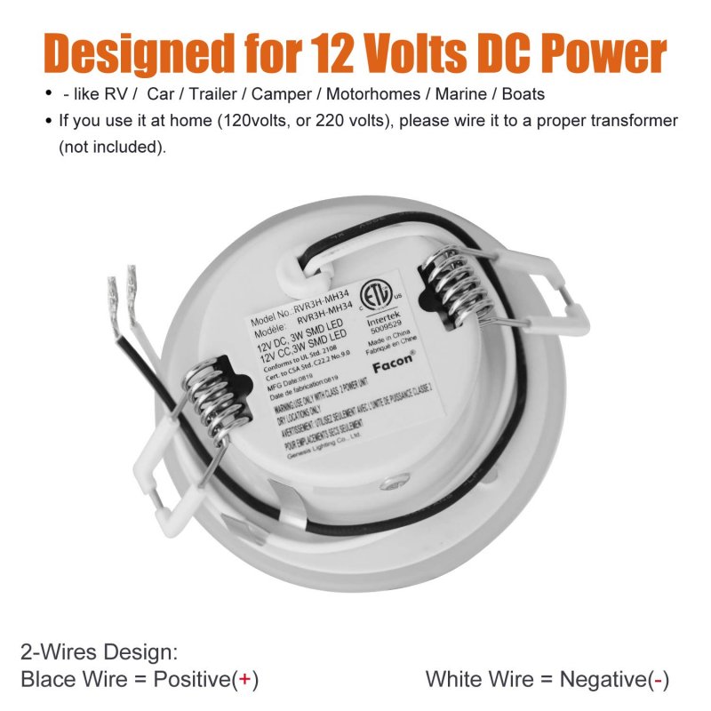 3 Inch Led 12v Rv Puck Light Warm White Recessed Aluminum Ceiling For Motorhomes Camper Caravan Trailer Boat Pack Of 2