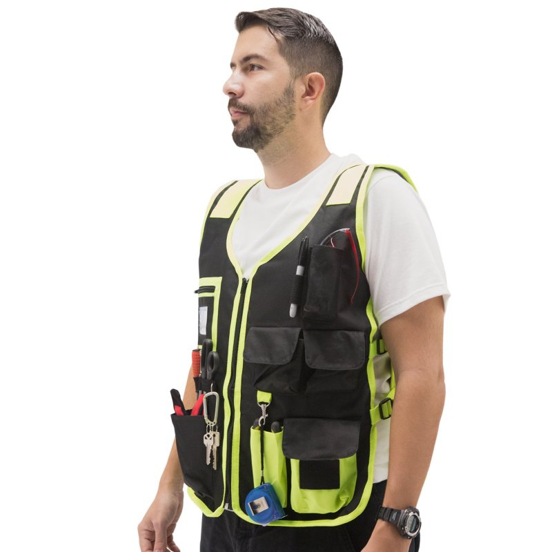Jorestech High Visibility Tool Vest With Reflective Strips Green