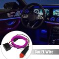 1 Meter 3ft Neon El Wire String Strip Purple Cold Light Glow With Cigarette Lighter For Car Interior Decoration
