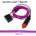1 Meter 3ft Neon El Wire String Strip Purple Cold Light Glow With Cigarette Lighter For Car Interior Decoration