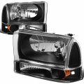 Auto Dynasty 6pcs Black Amber Corner Headlights Bumper Lamps For Ford F-250 F-350 F-450 F-550 Super Duty Excusion 99-04 