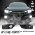 Front Bumper Fog Lights For Honda Civic 2 And 4dr Models 2016 2017 Clear Lamps With Switch Bulbs Not Touring Sens