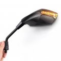 Kiwav Magazi Motorcycle Mirror Fist Led Black 8mm Pair Compatible For Scooter Moped Atv 