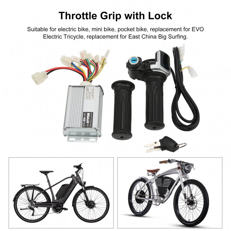 36v 1000w Brushed Motor Controller And Locking Throttle Grip With Battery Display For Electric Bike Mini Scooter 22mm Handlebar