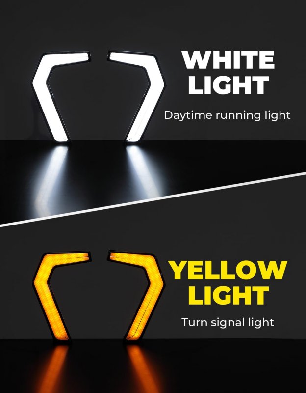 Led Turn Signal Fang Lights Front Grille Accent Light Signature Assembly For Polaris General 1000 4 Xp Xp4 2016-2023