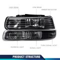 Headlights Assembly Front Headlamp For Chevy Silverado 1999-2002 Fit Suburban Tahoe 2000-2006 Gm2521173 Gm2520173 Clear Lens