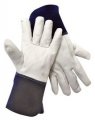 Radnor Medium 12 14 White And Blue Premium Grain Goatskin Unlined Migtig Welders Gloves With 4 Split Cowhide Gauntlet Cuff 