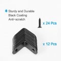 Uxcell 12pcs Angle Bracket Metal 27x27mm Corner Brace Fasten Right Brackets Support With Screws For Shelves Black