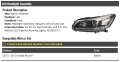 Left Driver Side Halogen Headlight Assembly Compatible With 2013-2015 Honda Accord For Ex Lx Sport Models And 2 4l Ex-l