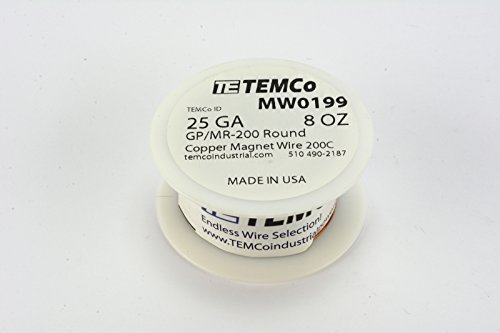 Temco 25 Awg Copper Magnet Wire 8 Oz 498 Ft 200a C Magnetic Coil Winding