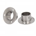 Uxcell 1 Pair Stainless Steel Closet Pole Socket Rob Support Flange Holder 26mm Dia